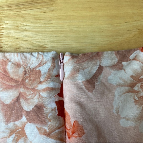 REVIEW 'Sweet Peach' Pink Floral Puff Sleeve Linen Blend Mini Dress Plus Size 16 - Picture 10 of 13